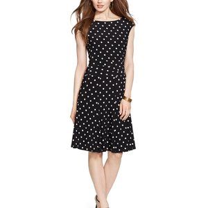 Lauren Ralph Lauren Black Polka-Dot Cap-Sleeve Dress